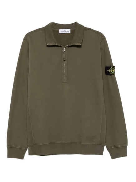 Мужской свитер Stone Island с короткой молнией, зеленый
