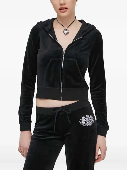 Женское худи Juicy Couture с вышитым логотипом, черное