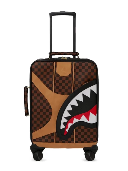 Мужской чемодан Sprayground Hennyville checked-shark на 4 колесах, с выдвижной ручкой и замком TSA, коричневый