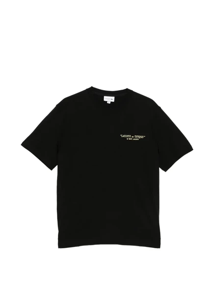 Мужская футболка Lacoste с вышивкой, черная