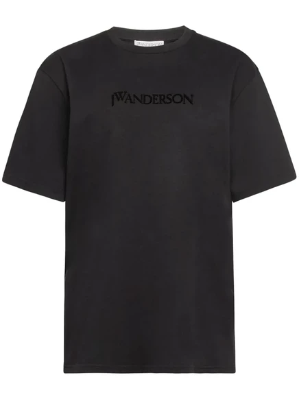 Женская футболка JW Anderson с вышитым логотипом, черная