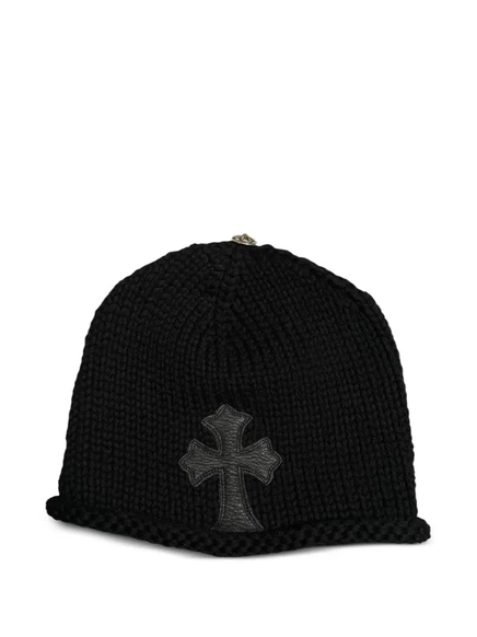 Мужская вязаная шапка Chrome Hearts с крестом, черная