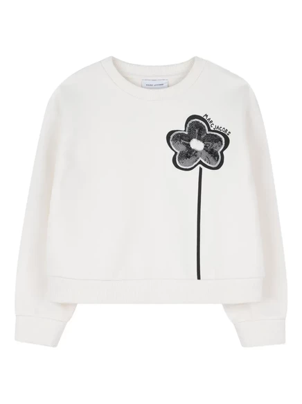 Детская толстовка Marc Jacobs Kids с цветочной аппликацией, белая