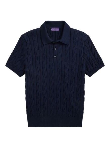 Мужское вязаное поло Ralph Lauren Purple Label, синее