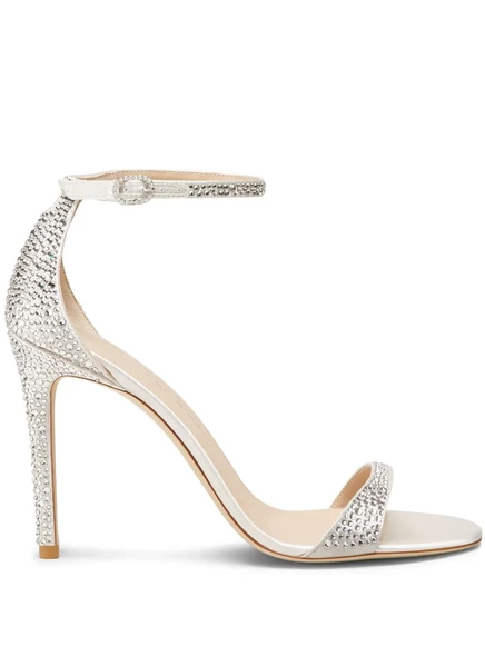 Блестящие сандалии для нудистов Stuart Weitzman толщиной 100 мм silver