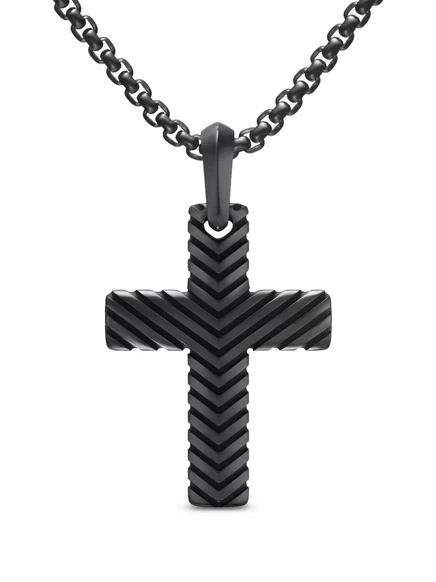 Мужской кулон David Yurman Chevron Cross, черный