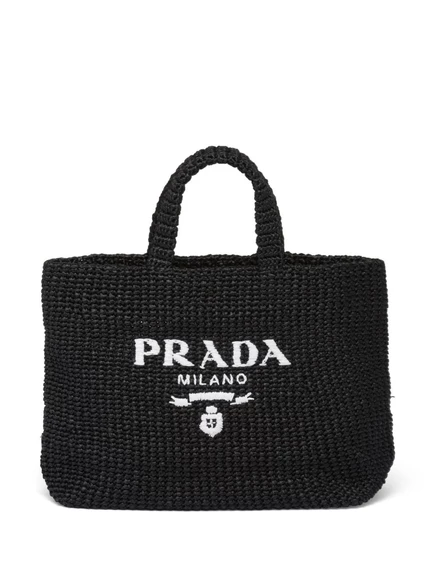 Сумка-тоут Prada из рафии black
