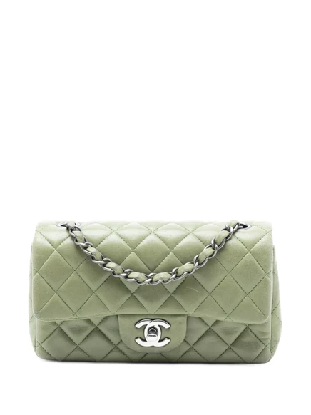 Сумка Chanel Pre-Owned Classic Mini 2014, зеленая
