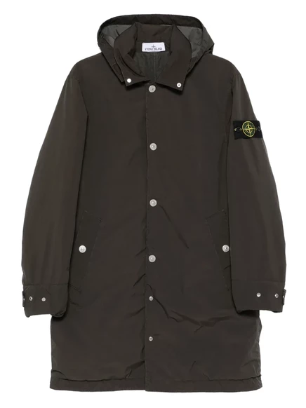 Пальто с капюшоном на пуговицах Stone Island grey