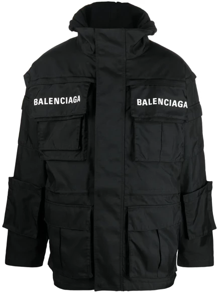 Мужская парка Balenciaga свободного кроя с логотипом, черная
