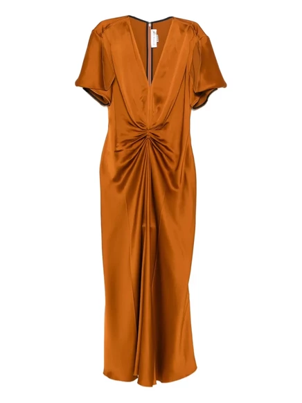 Женское платье Victoria Beckham из сатина, коричневое