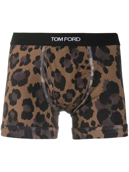 Мужские трусы-боксеры Tom Ford с леопардовым принтом, коричневые