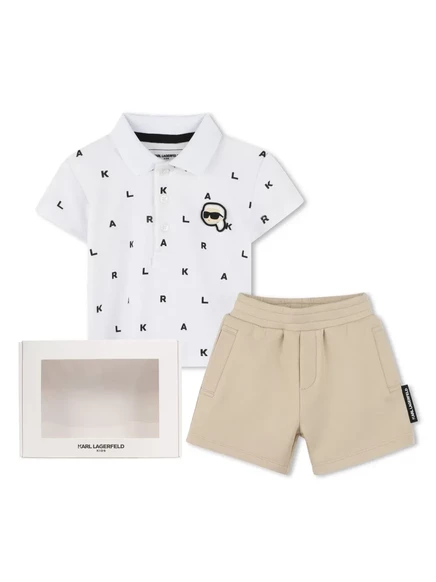 Детский комплект для мальчиков Karl Lagerfeld Kids Ikonik Karl, бежево‑белый