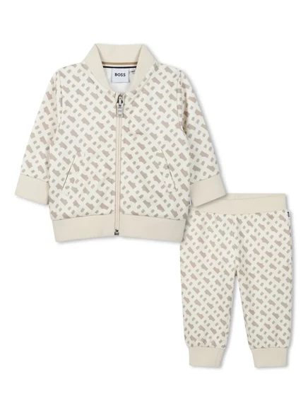 Детский спортивный костюм Boss Kidswear с монограммой, бежевый
