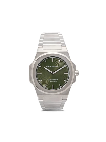 Мужские часы Nuun Official Montre Slim 38 мм, из нержавеющей стали, кварцевые, зеленые