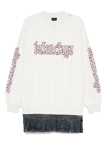 Женское платье Balenciaga с плиссированным подолом, нейтральное
