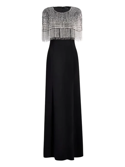 Макси-платье Jenny Packham Sabine с бахромой и бисером black