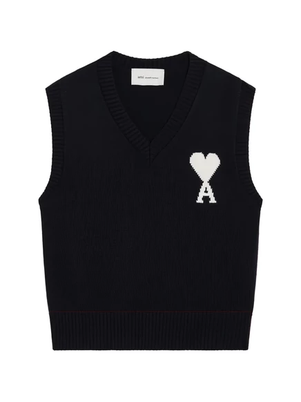 Мужской жилет AMI Paris Ami de Coeur V-образный, синий