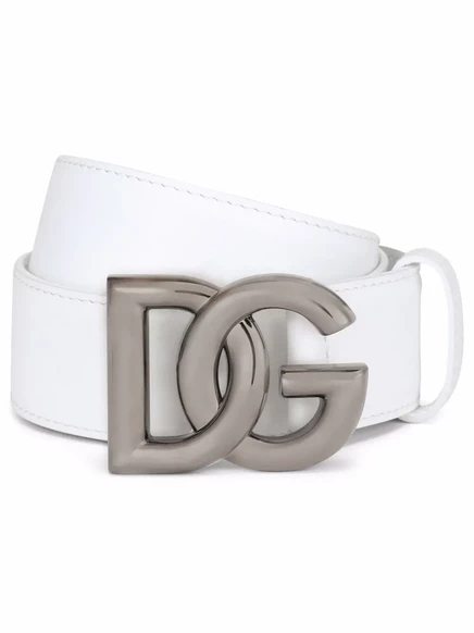 Мужской ремень Dolce & Gabbana DG из телячьей кожи, белый