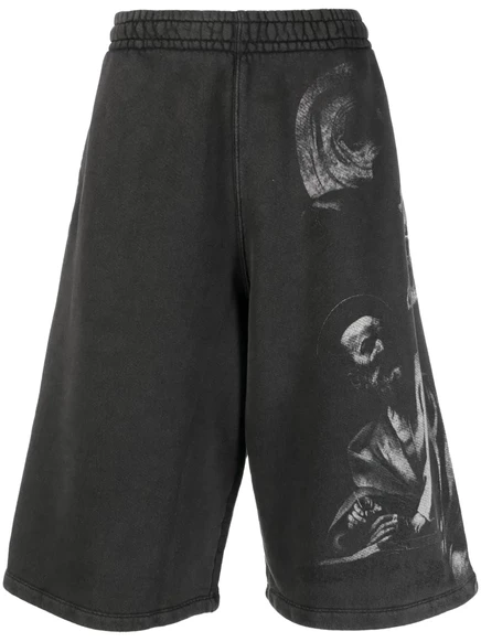 Мужские шорты Off-White с принтом Saint Matthew, черные