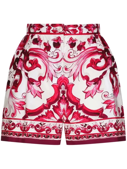 Женские шорты Dolce & Gabbana с принтом Majolica, красные