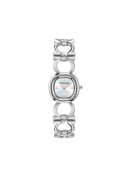Женские часы Ferragamo Double Gancini 25 мм, серебристые