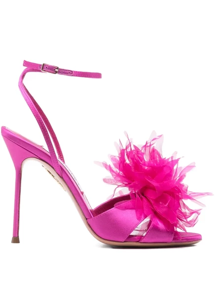 Женские босоножки Aquazzura Poème с перьями, розовые