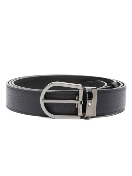 Кожаный ремень Montblanc с подковообразной пряжкой blue