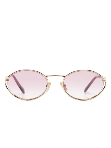 Женские солнцезащитные очки Miu Miu овальные, золотистые