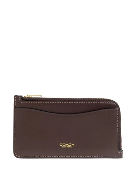 Женское портмоне Coach на молнии для карт, коричневое