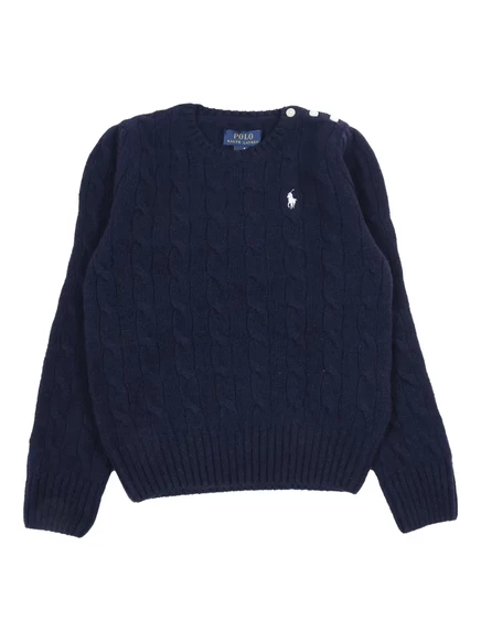 Детский свитер Polo Ralph Lauren Kids косами, темно-синий