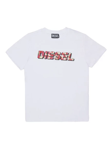 Футболка для мальчиков Diesel Kids с пайетками, белая