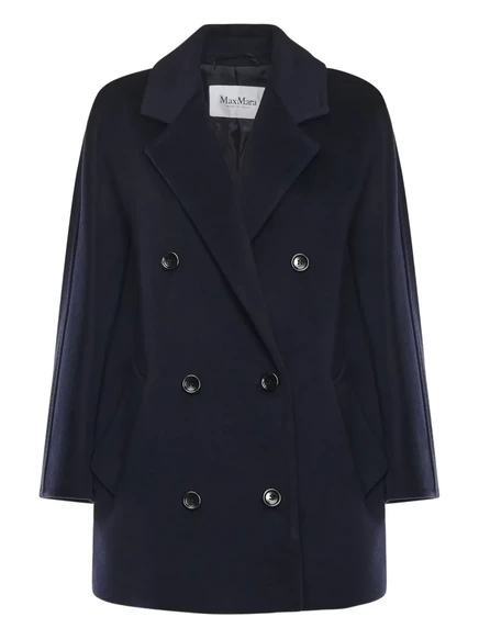 Женское двубортное пальто Max Mara, темно-синее