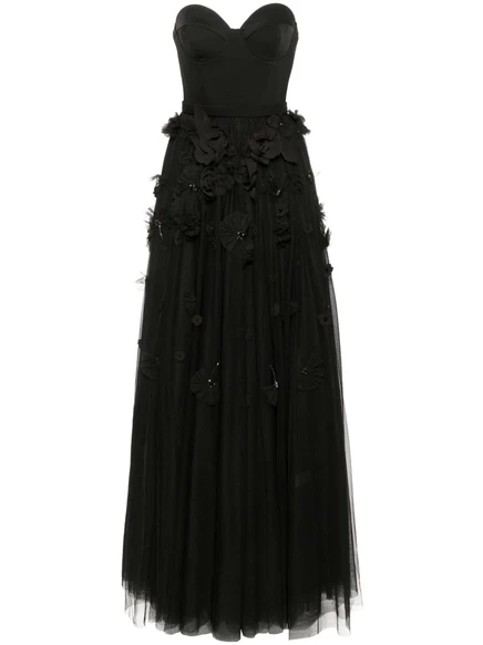 Платье с цветочной аппликацией от Viktor & Rolf black