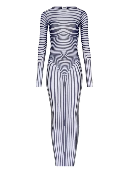 Женское макси-платье Jean Paul Gaultier в полоску, белое