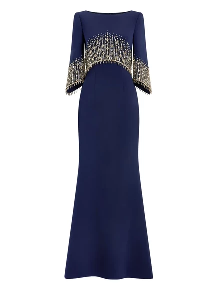 Макси-платье Jenny Packham, украшенное электрисией blue