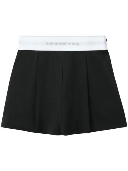 Шорты в складку с логотипом Alexander Wang на поясе black