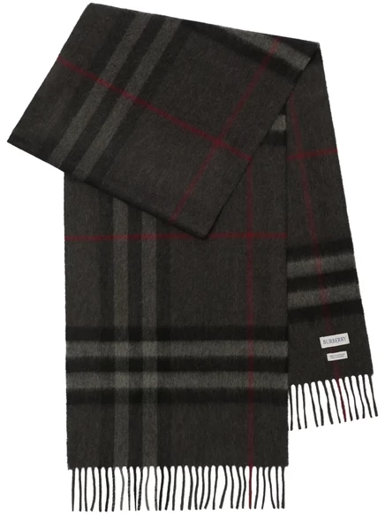 Кашемировый шарф Burberry в клетку, серый