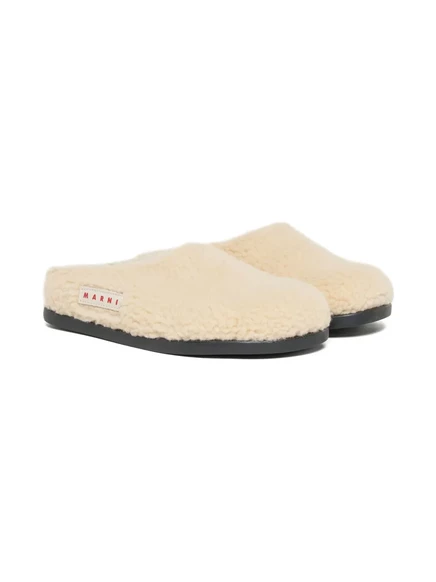 Сандалии-слипоны Marni Kids teddy с текстурой тедди neutrals
