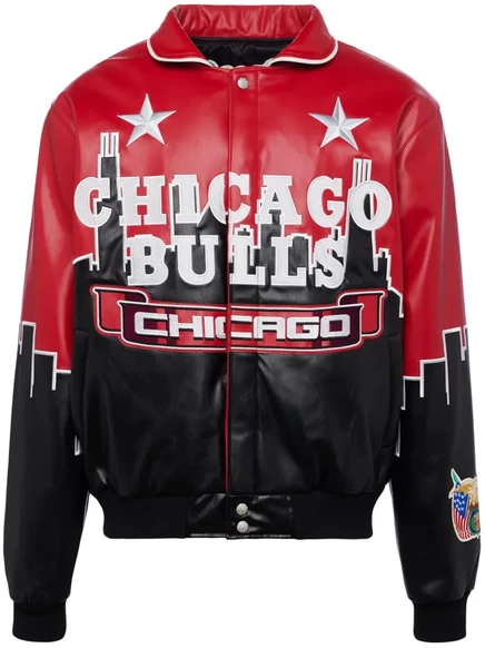 Мужская кожаная куртка Jeff Hamilton Bulls Skyline, красная