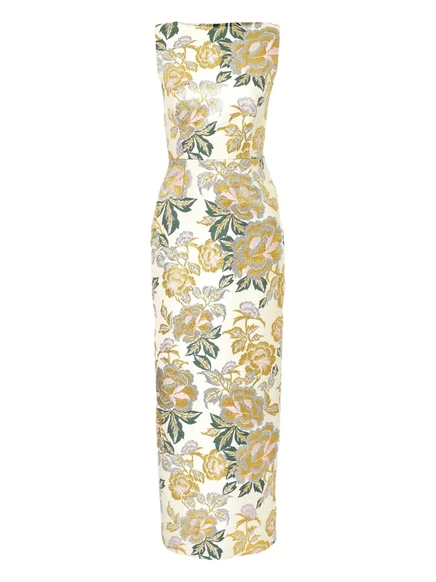 Макси-платье Carolina Herrera из жаккарда с цветочным рисунком neutrals