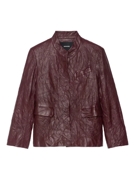Женская кожаная куртка Zadig&Voltaire жатая, бордовая