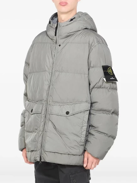 Мужская стеганая куртка Stone Island с нашивкой, серая