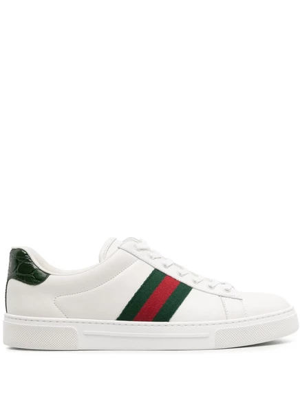 Женские кроссовки Gucci Ace кожаные с Web-полосой, белые