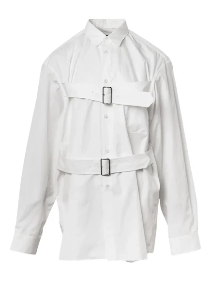 Унисекс рубашка Black Comme Des Garons с пряжками, белая
