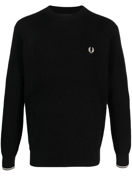 Унисекс свитер Fred Perry вафельной вязки, черный