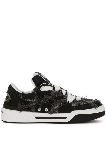 Новые кроссовки Roma fray от Dolce & Gabbana с отделкой из кожи black