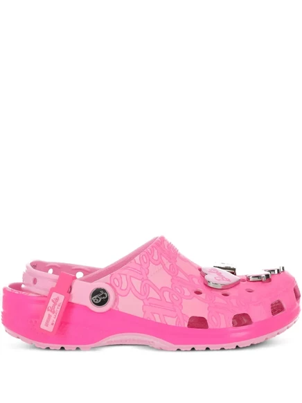 Унисекс кроксы Crocs с аппликациями-сердечками, розовые
