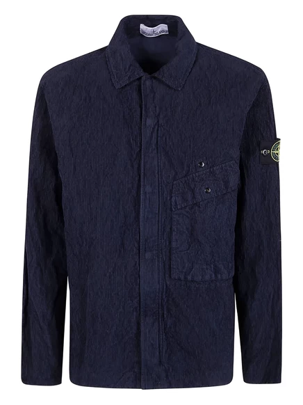 Мужская рубашка Stone Island из вельвета, синяя
