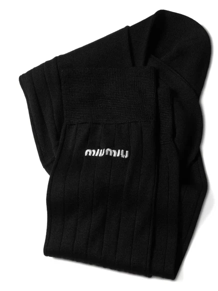Женские носки Miu Miu с вышитым логотипом, черные